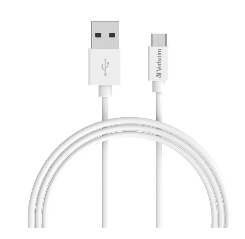 (LS) Verbatim Charge & Sync microUSB Cable 1m - White (LS) Verbatim Charge & Sync microUSB Cable 1m - White